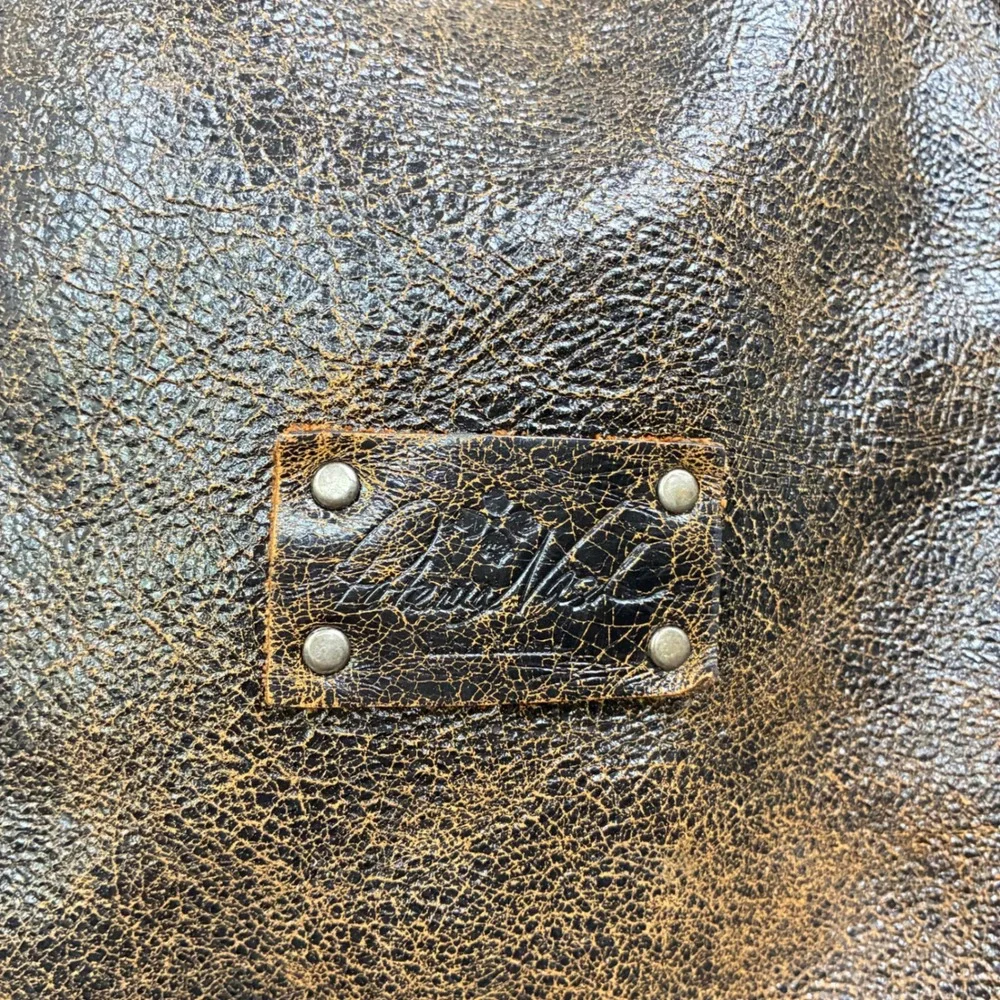 Patricia Nash Bag Italy Oversized Genuine Leather Brown Distressed Studded Boho